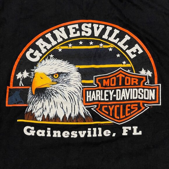 Vintage Harley Davidson TShirt Gainesville FL Large USA 1995 HD Black Eagle - Picture 1 of 10